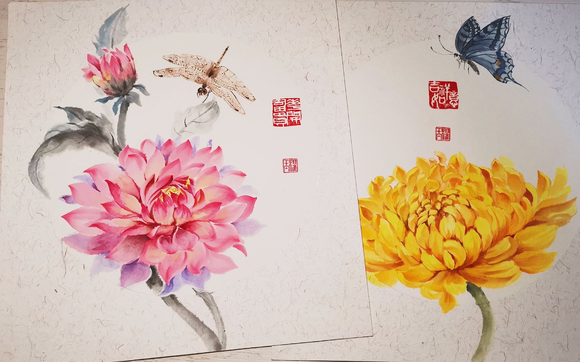 【古风花卉】水彩向工笔画《大丽花》哔哩哔哩bilibili