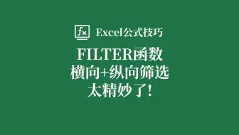 FILTER函数横向纵向同步筛选（FILTER+CHOOSECOLS+MATCH+TRANSPOSE）太经典了！