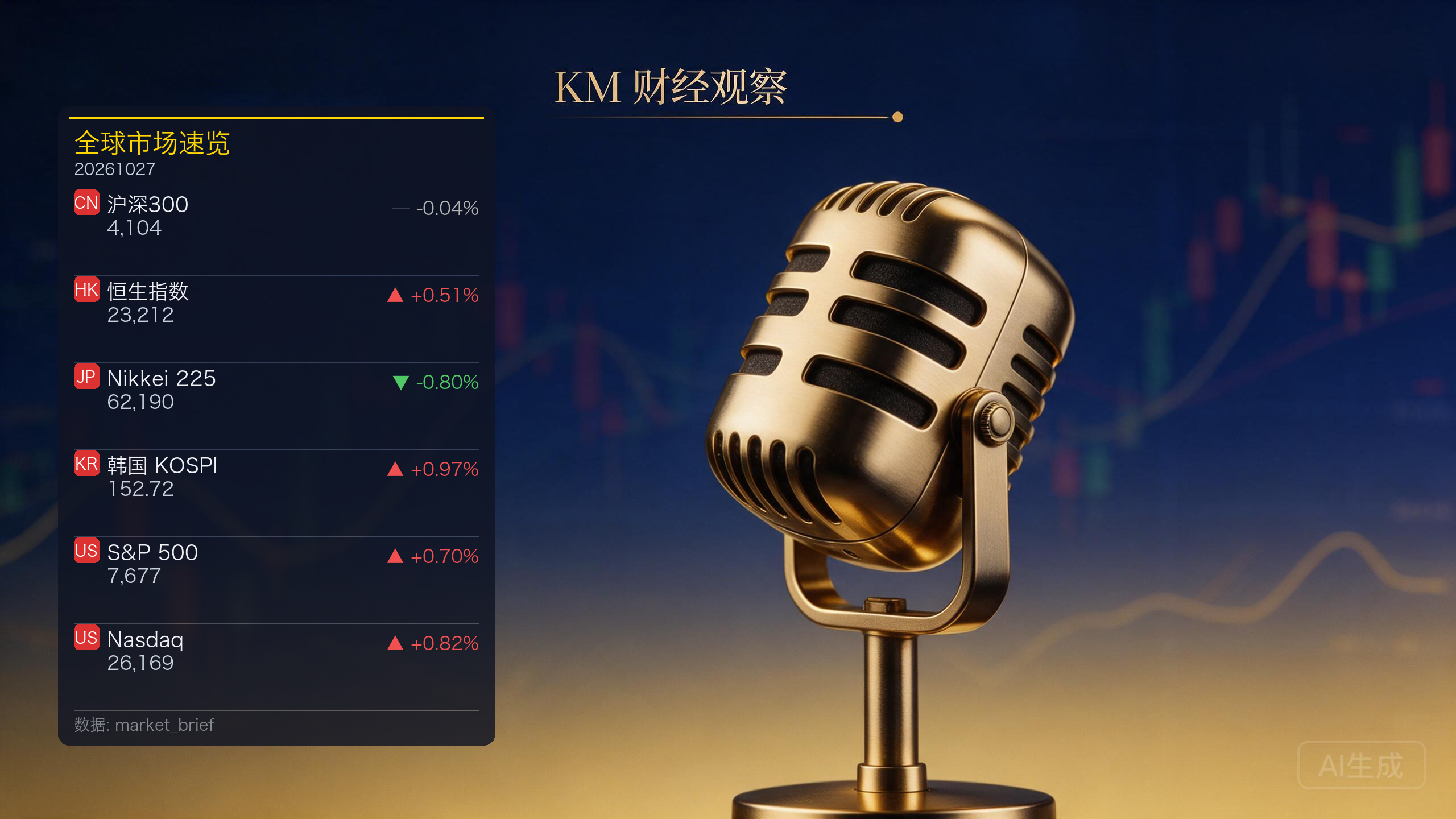 KM 财经观察 - 二零二六年十月二十七日 - 五中全会聚焦纪律与巴西政治地震
