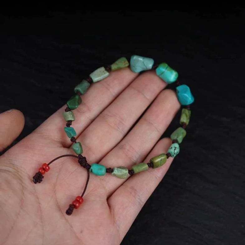 老绿松石天然原矿配珠散珠手串手链佛珠念珠配饰饰品小元素,宽5-10mm