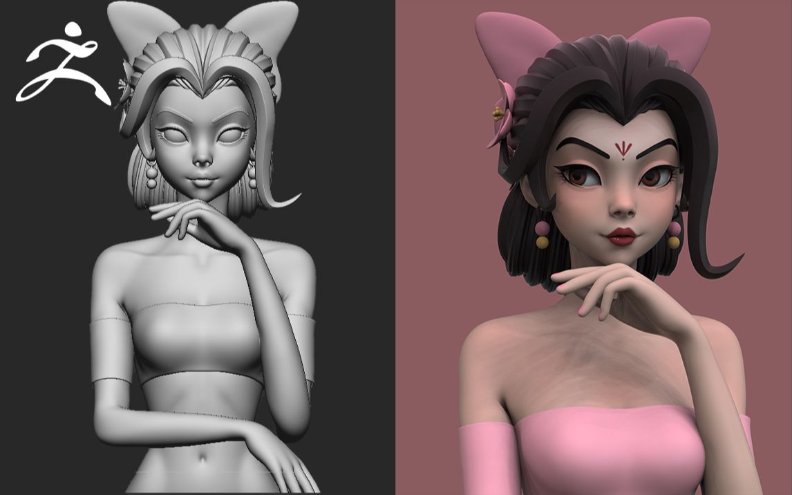 【3D】观看请自备纸巾 zbrush次世代女性人物 妲己身体模型制作教程哔哩哔哩bilibili