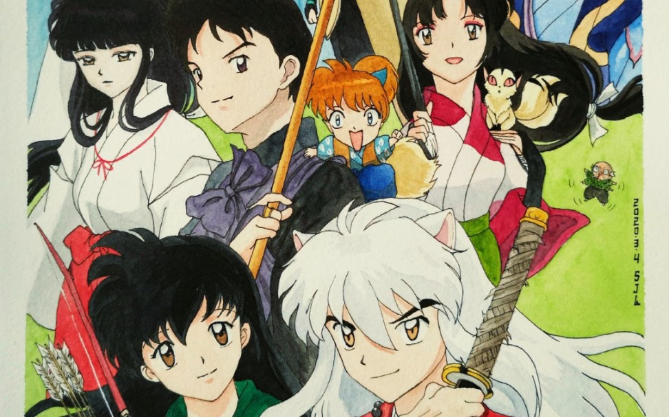 水彩手绘 犬夜叉群像