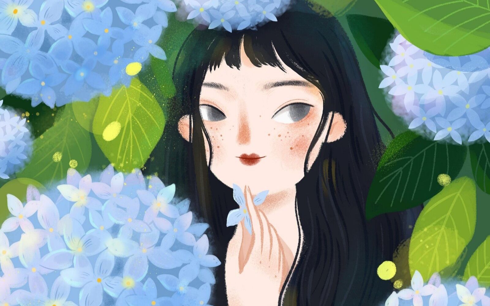 这个夏天绣球花的女孩怎么画呢商业插画零基础不用怕广美老师手把手