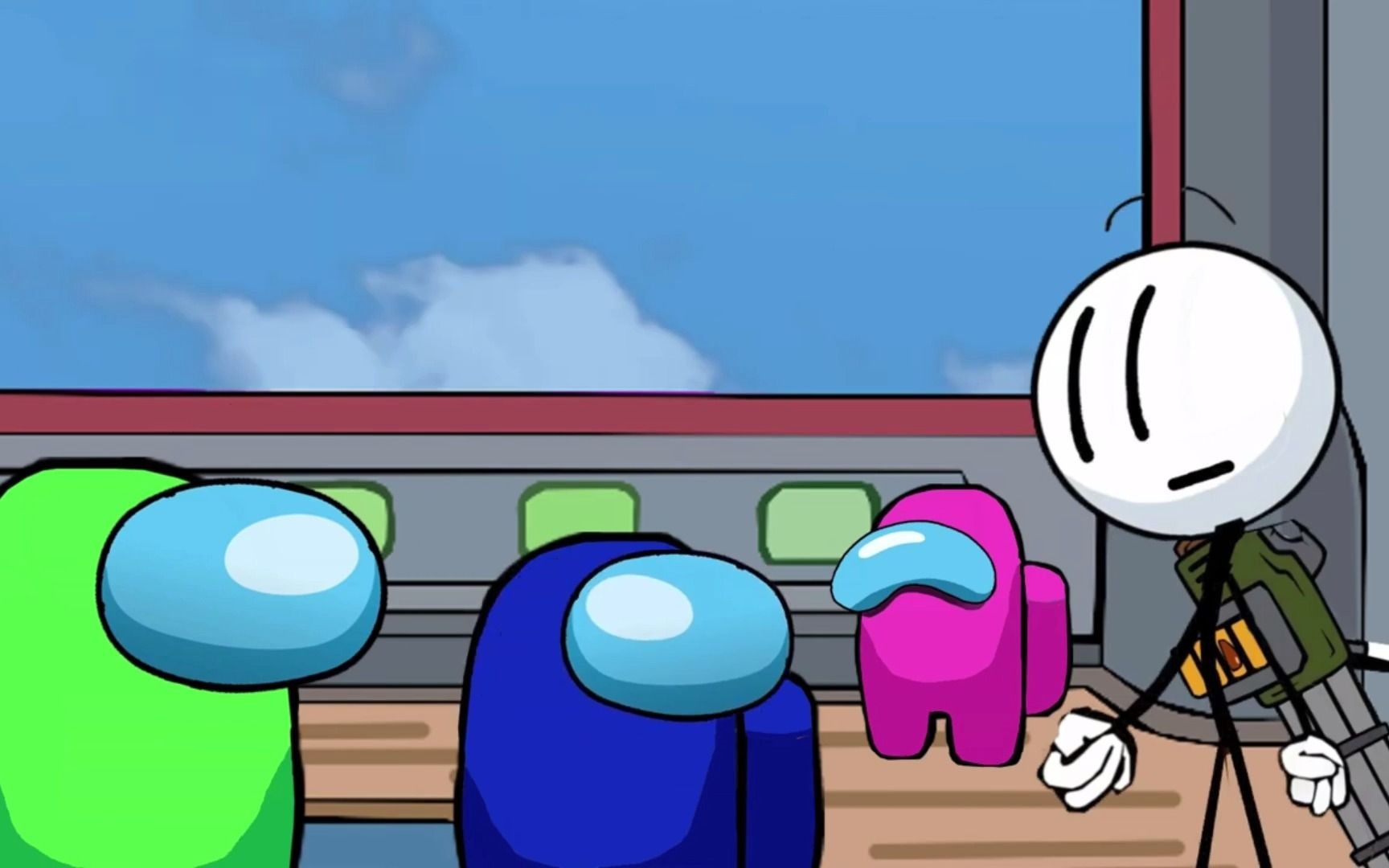 amongus我们之中游戏动画:哥斯拉摧毁太空人飞船