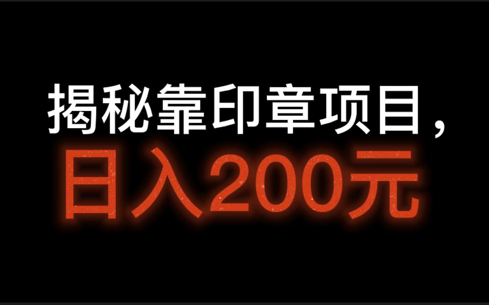 揭秘靠印章项目,日入200元,甚至月入过万,幼儿园自制印章哔哩哔哩bilibili