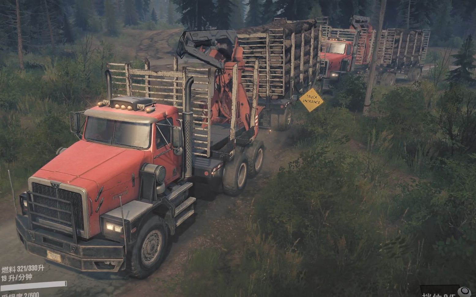 美国荒野dlc通关劳格摩尔山两台发动机12驱巨型卡车运输木头西部之星