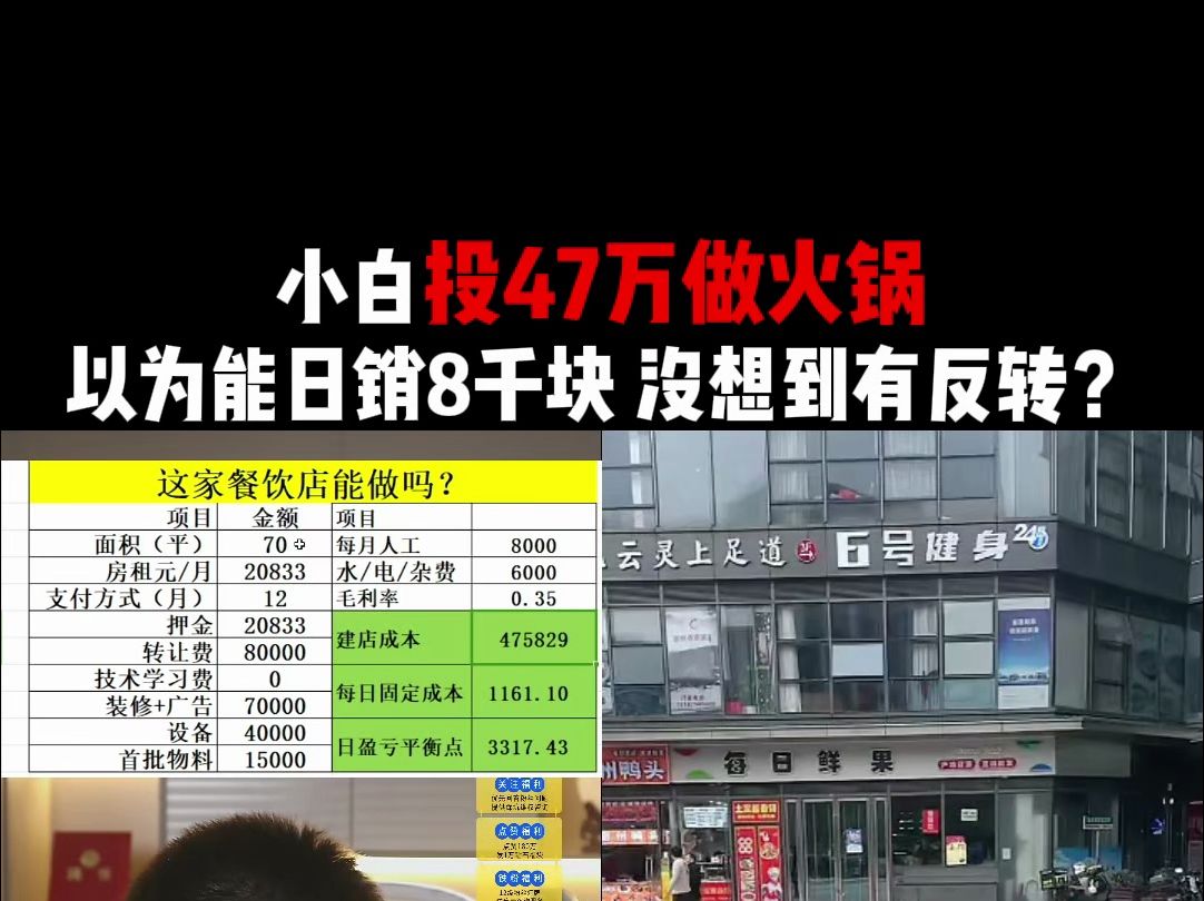 小白投47万做火锅,以为能日销8千块,没想到有反转?哔哩哔哩bilibili