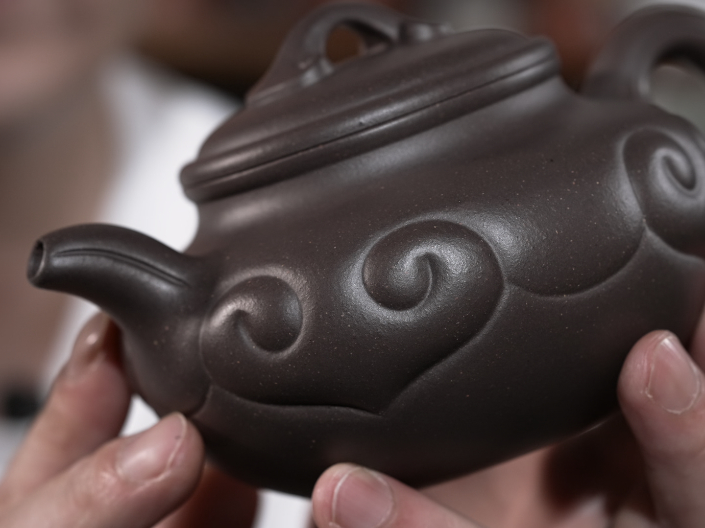 黄龙山优质原矿青灰段泥料气窑烧制仿古如意壶,全手工制作紫砂壶茶器