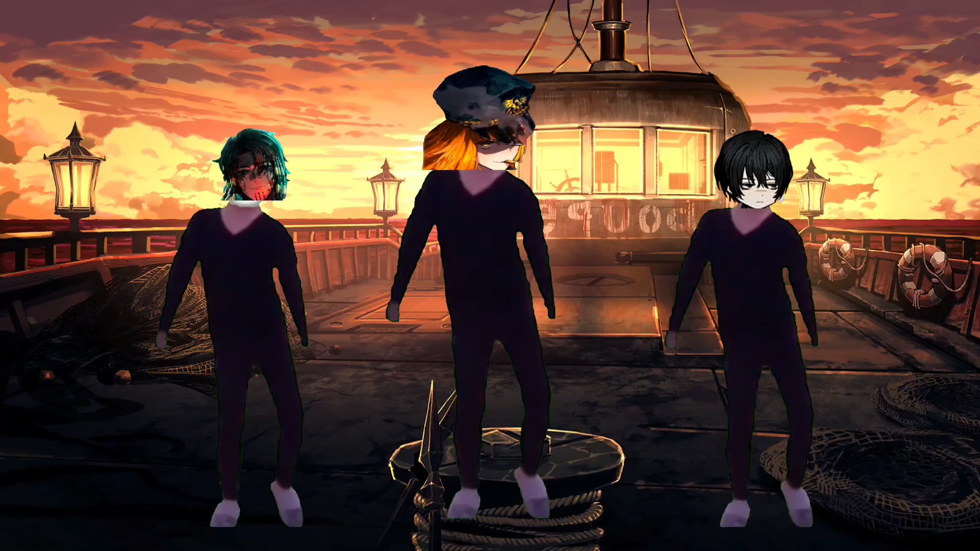 在大湖狩猎到红鲸的船员们