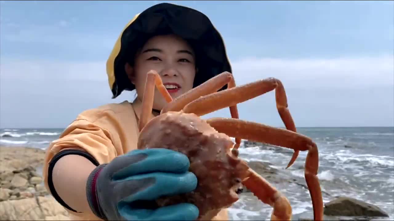 神秘的礁石区无人知晓,小章赶海居然抓到酷似帝王蟹的大螃蟹!