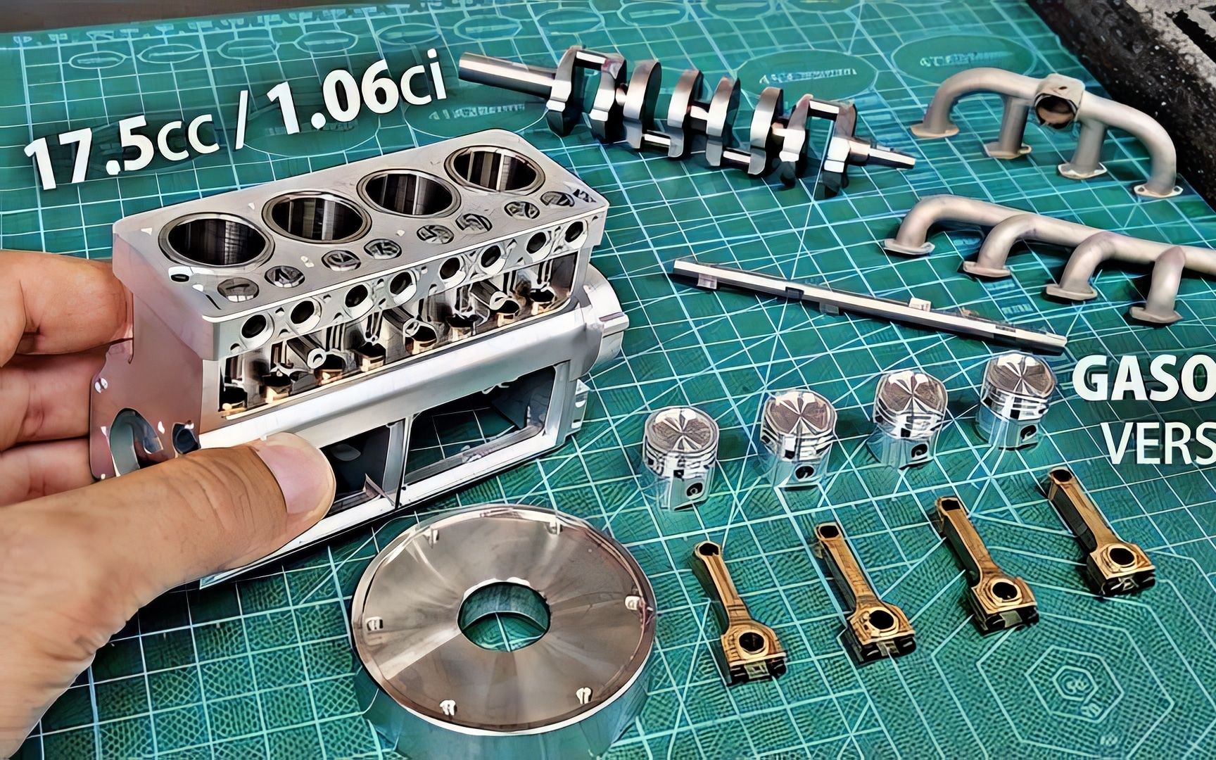 组装微型四缸发动机,尺寸虽小,五脏俱全._哔哩哔哩_bilibili