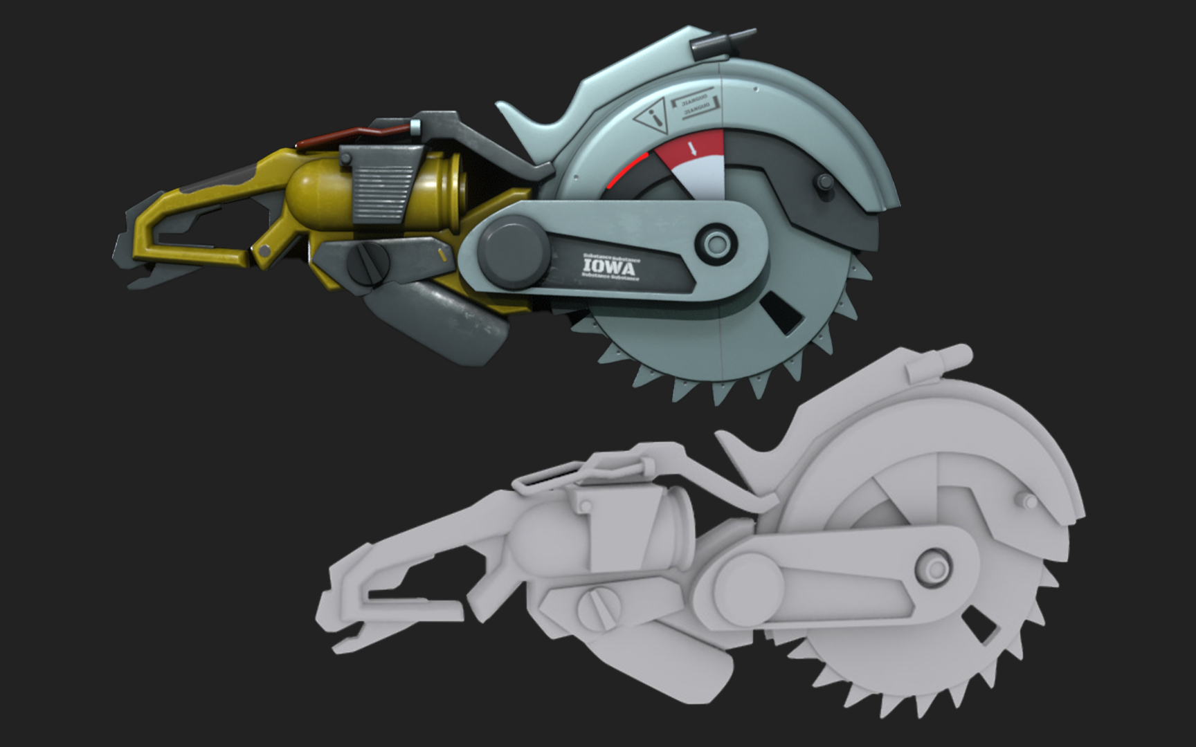 【3dmax建模】次世代武器 "电锯" 全流程模型制作教学 | 模型制作 uv