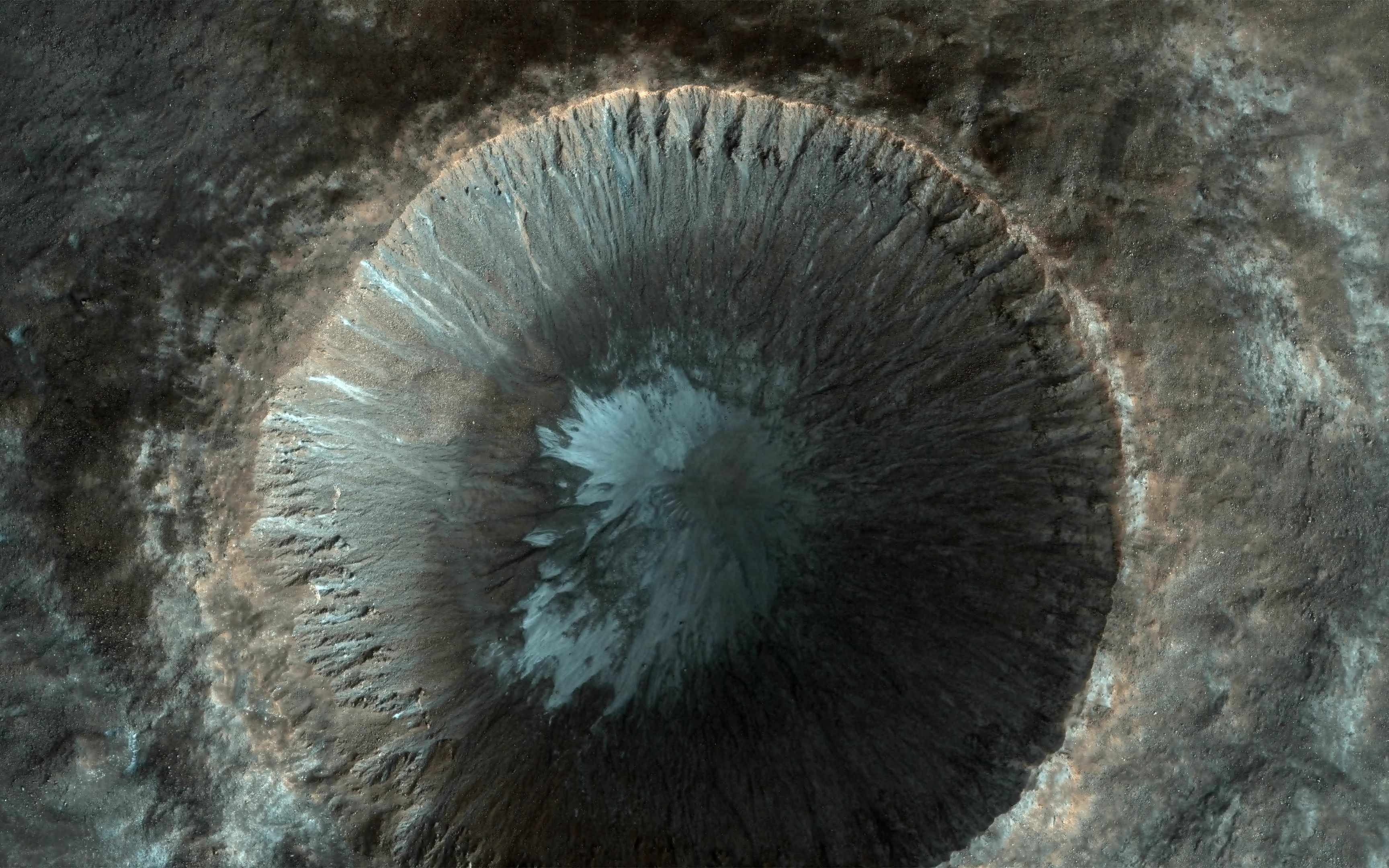 火星上的陨石坑沟壑