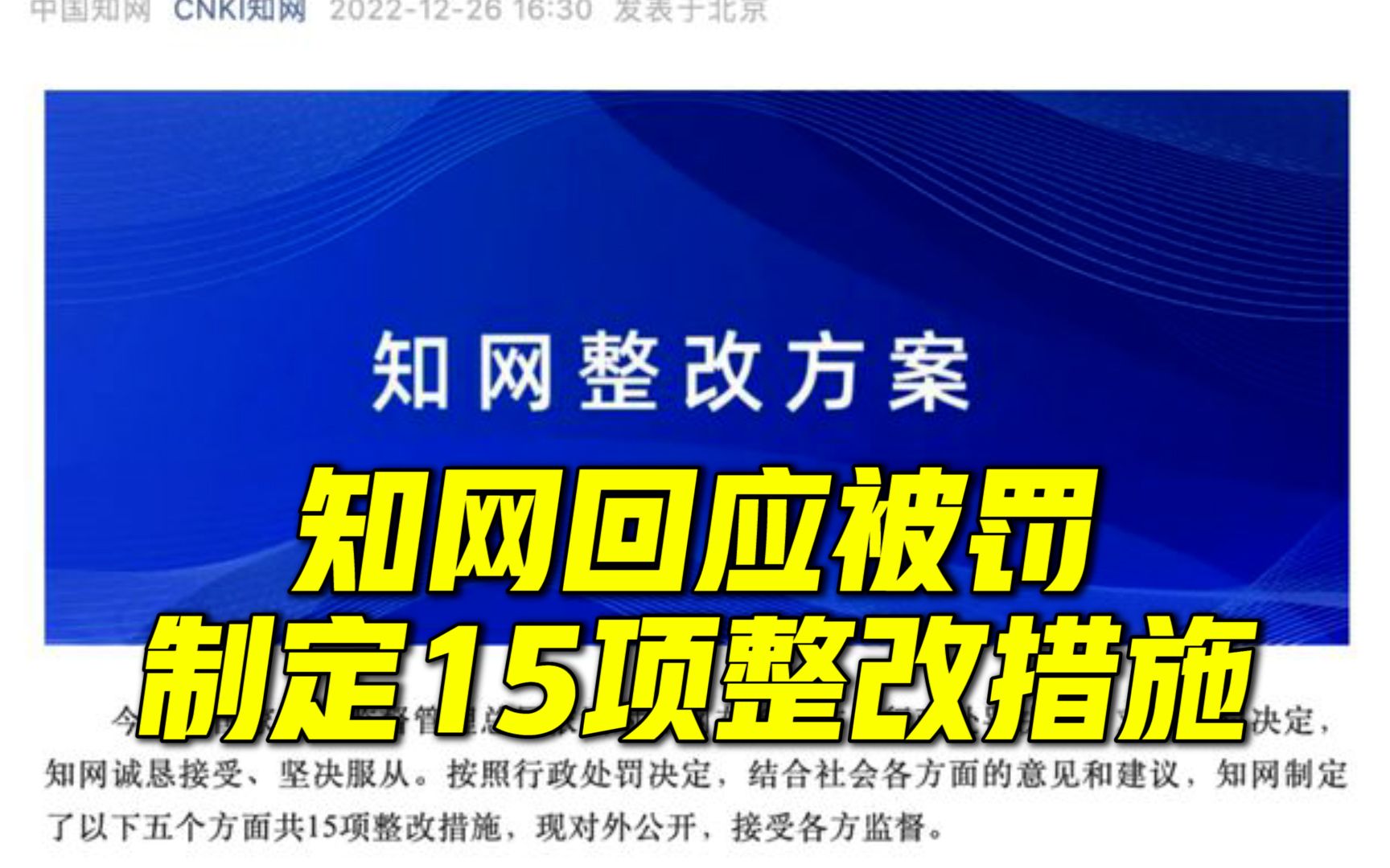 知网回应因涉嫌垄断被罚:诚恳接受,坚决服从,制定15项整改措施哔哩哔哩bilibili