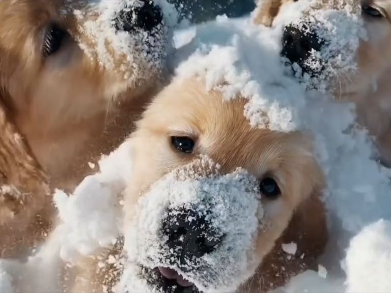 狗玩雪表情包图片