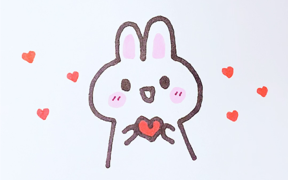 【简笔画】可爱比心小兔子