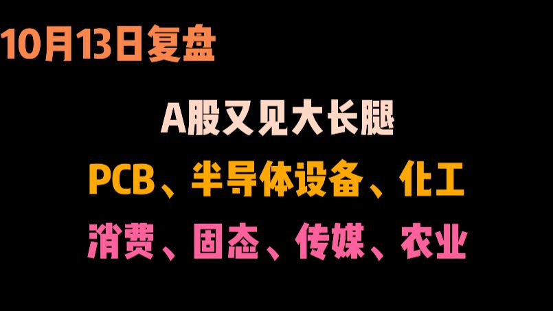 【10.13复盘】又见大长腿！抄底！科技、传媒、固态、消费、化工明日策略