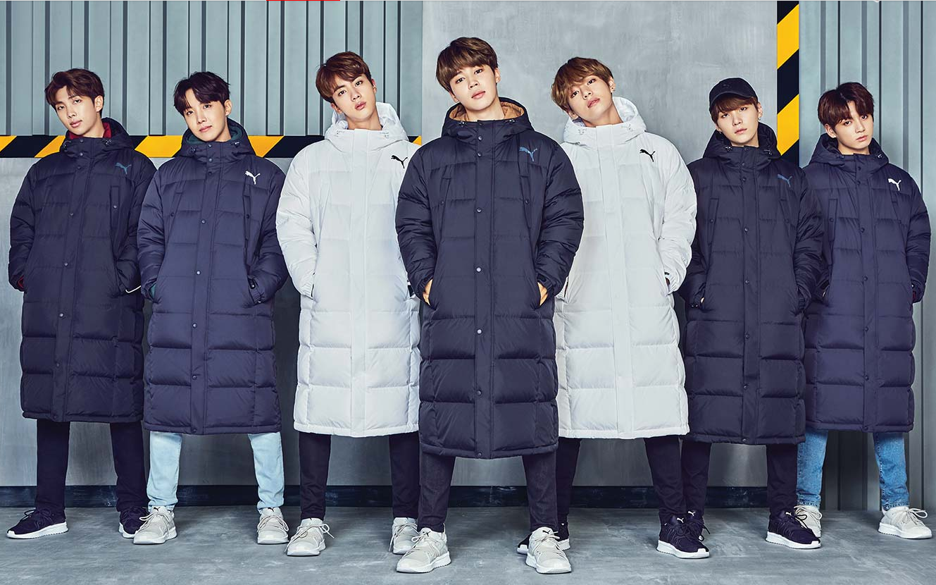 防弹少年团171017puma更新bts羽绒照考验米们ps技术的时候来了