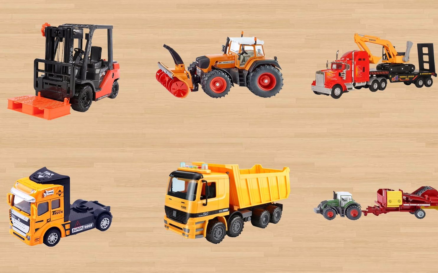 学习认识叉车拖拉机运输车拖头 运土车运输拖拉机等工程车