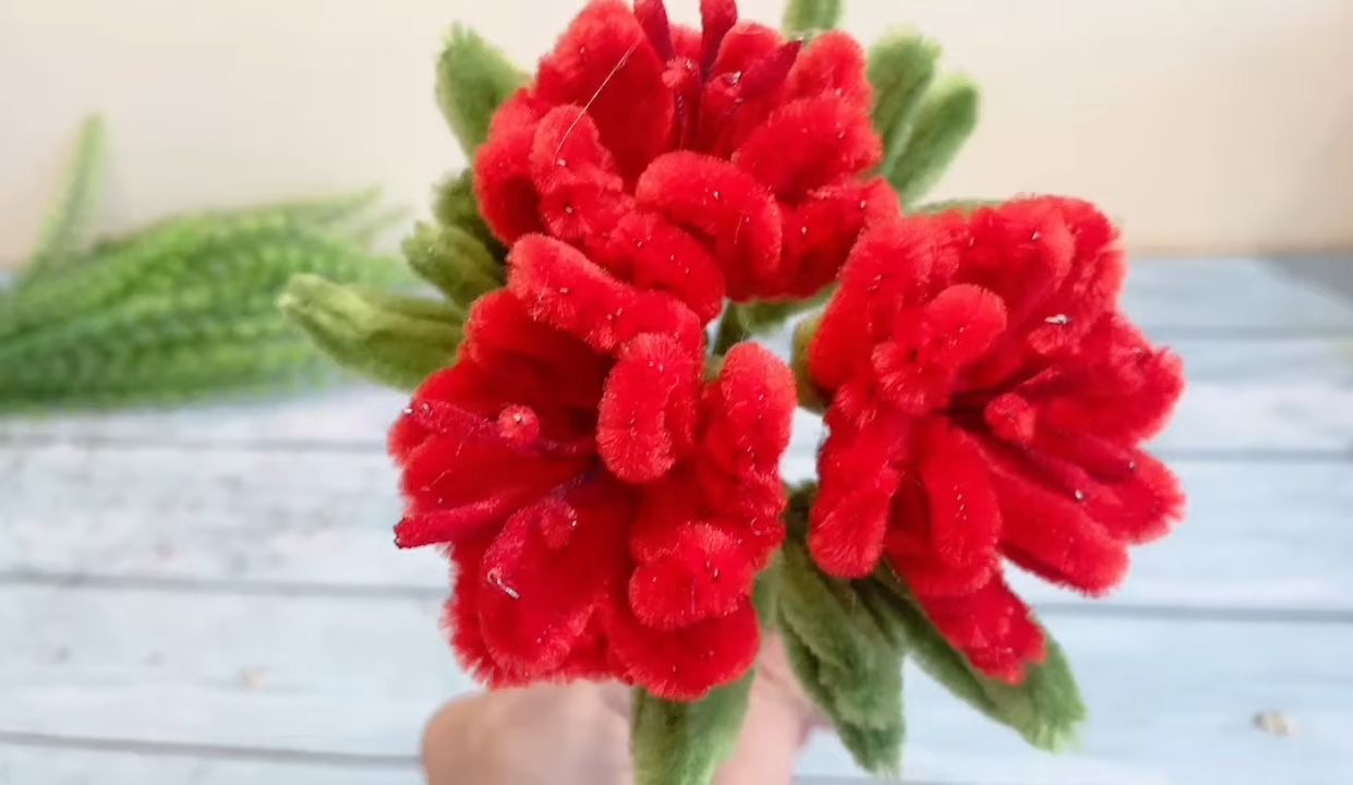 【DIY Simple Crafts】小红花扭扭棒花制作教程 Beautiful Pipe Cleaner Flower Craft哔哩哔哩bilibili