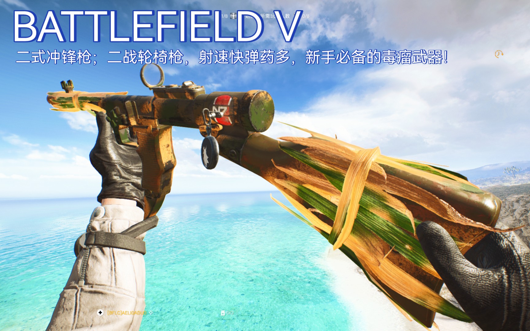 战地5武器展示;二式冲锋枪,二战轮椅枪,射速快弹药多,新手必备的毒瘤