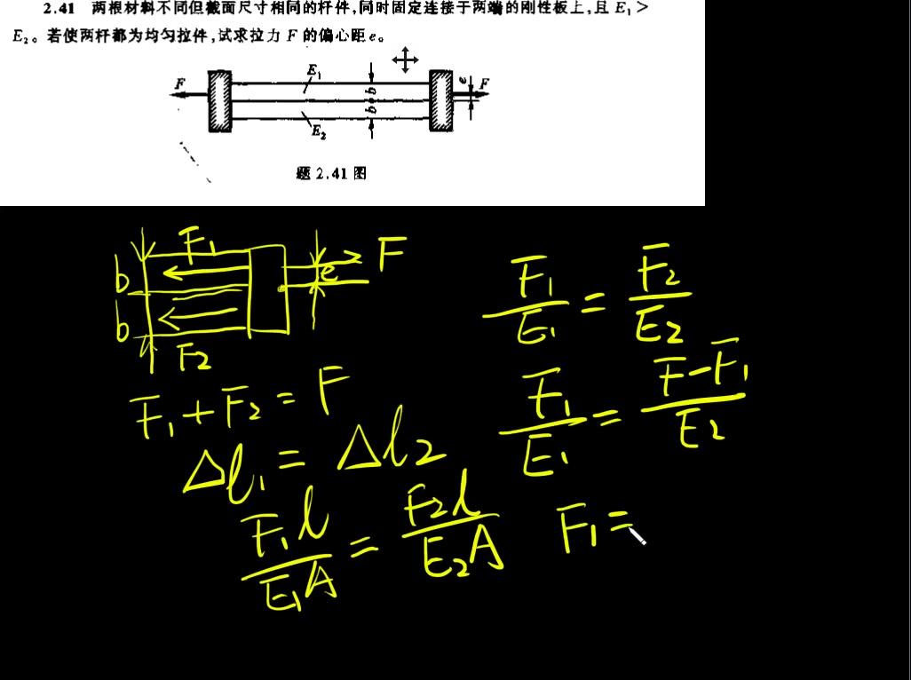 材料力学I高等教育出版社第6版刘鸿文主编习题2.41讲解哔哩哔哩bilibili