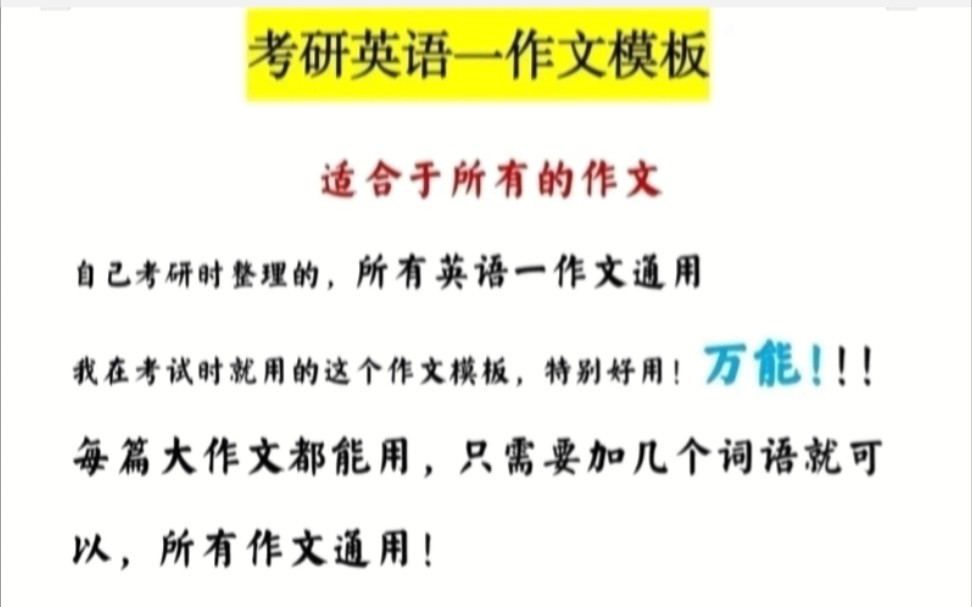 2022年考研英语一作文万能模板,自己整理的呀!哔哩哔哩bilibili