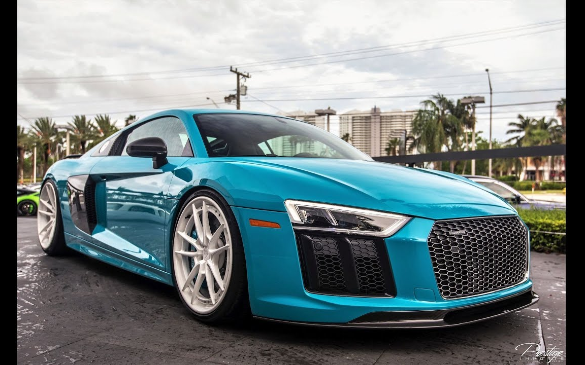 2017 奥迪 r8 v10 独家迈阿密蓝色,610 马力 声浪 驱动 presti