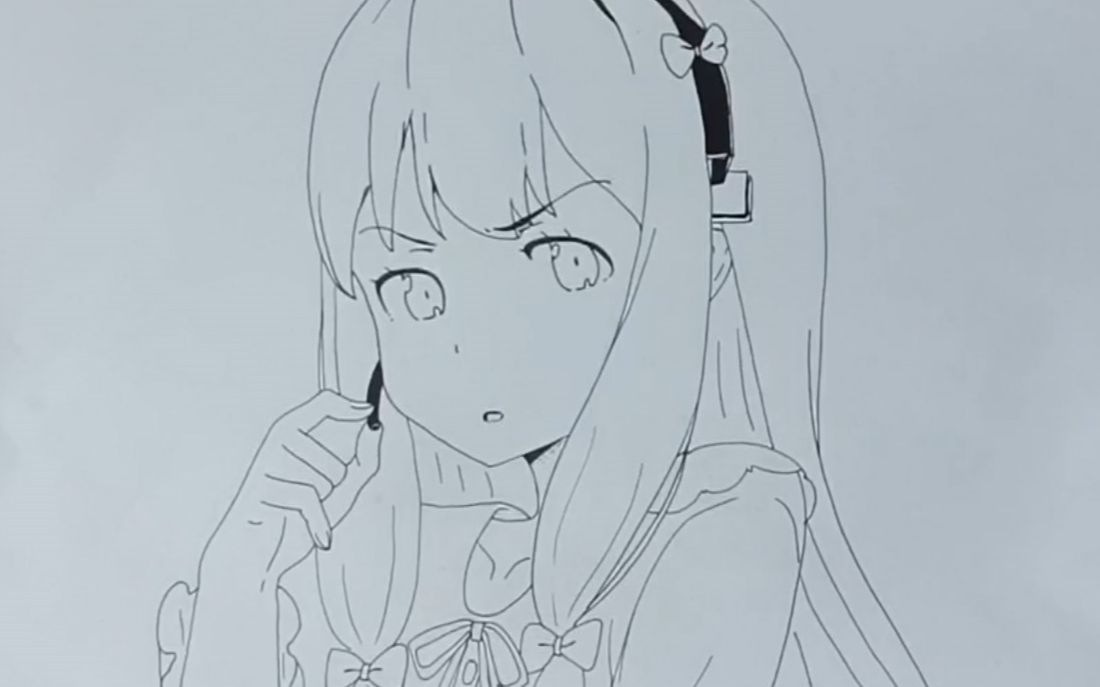 手绘过程,起稿到勾线,埃罗芒阿老师_哔哩哔哩 (゜-゜)つロ 干杯~-bili