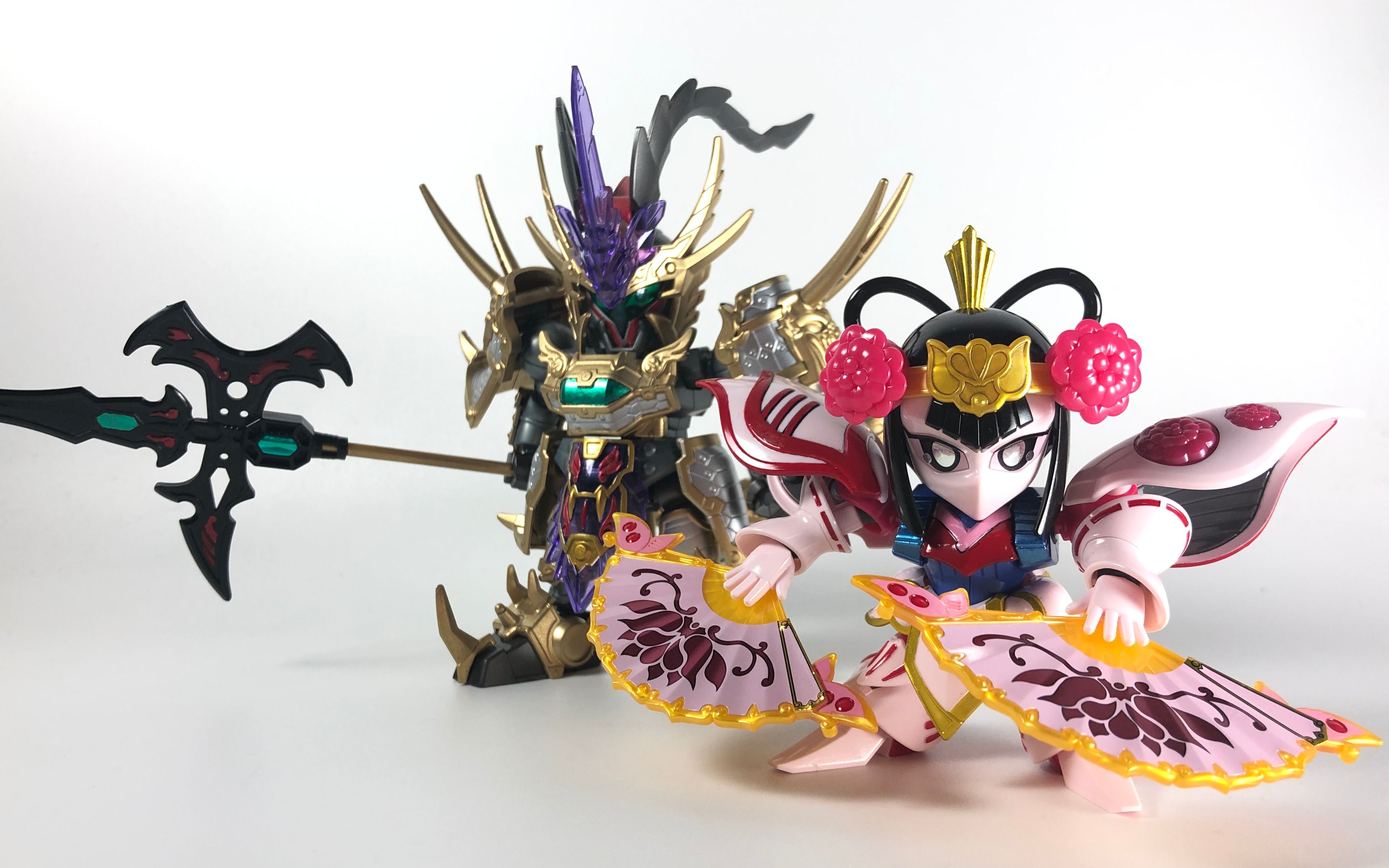 补色展示【龙哥制作】三国传 10周年版 sd高达 貂蝉&武将坐套装_哔哩