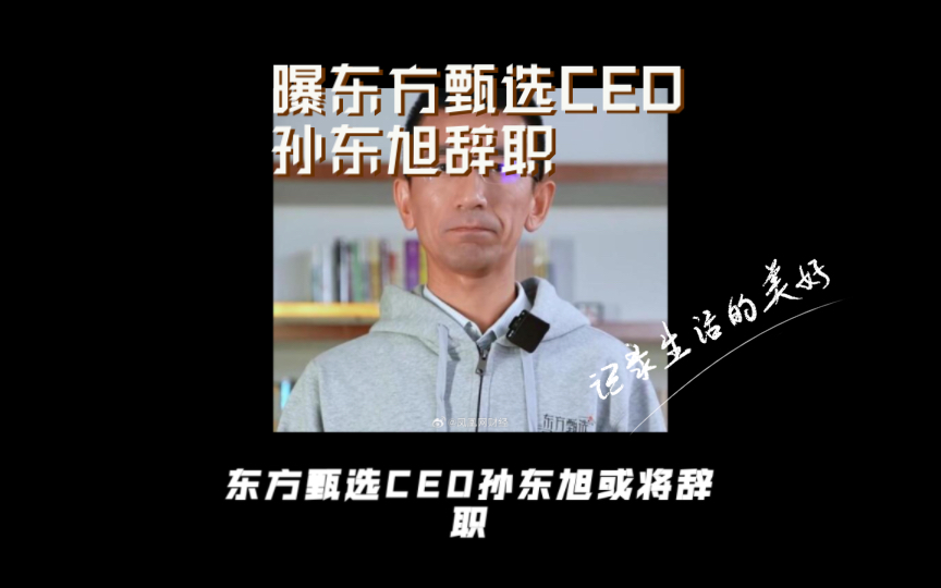 曝东方甄选CEO孙东旭辞职哔哩哔哩bilibili