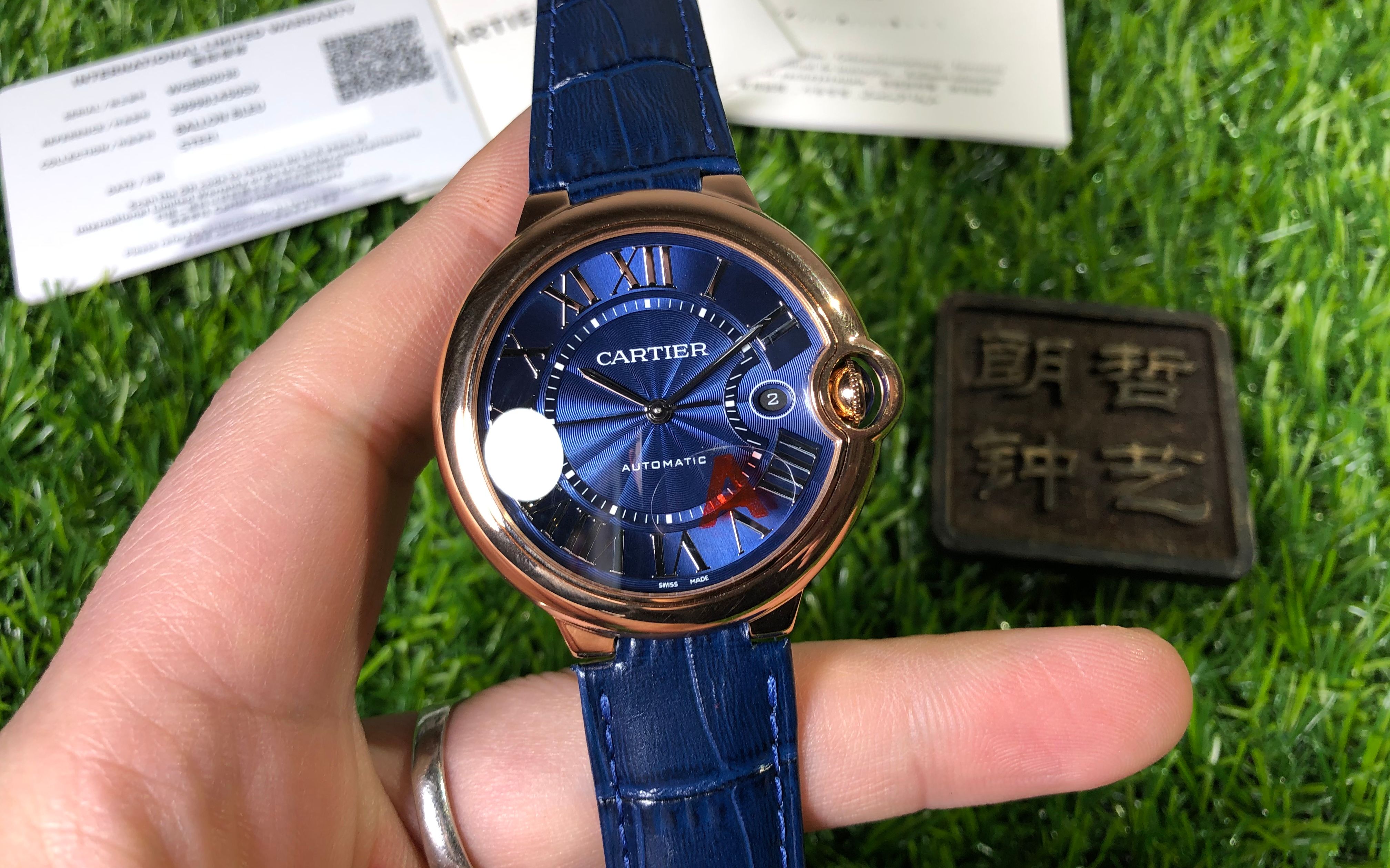 朗哲钟艺v6大号玫瑰金蓝气球升级最新v8版卡地亚最推荐的正装表