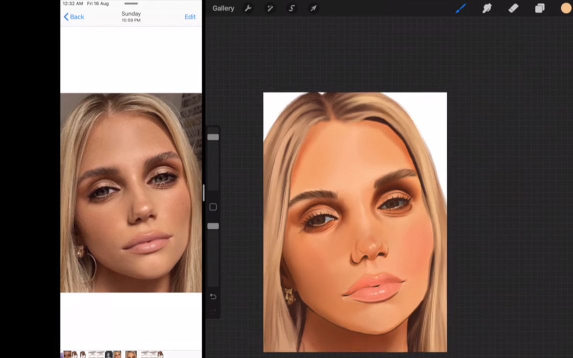 最容易的皮肤色调调色板肖像画在procreate