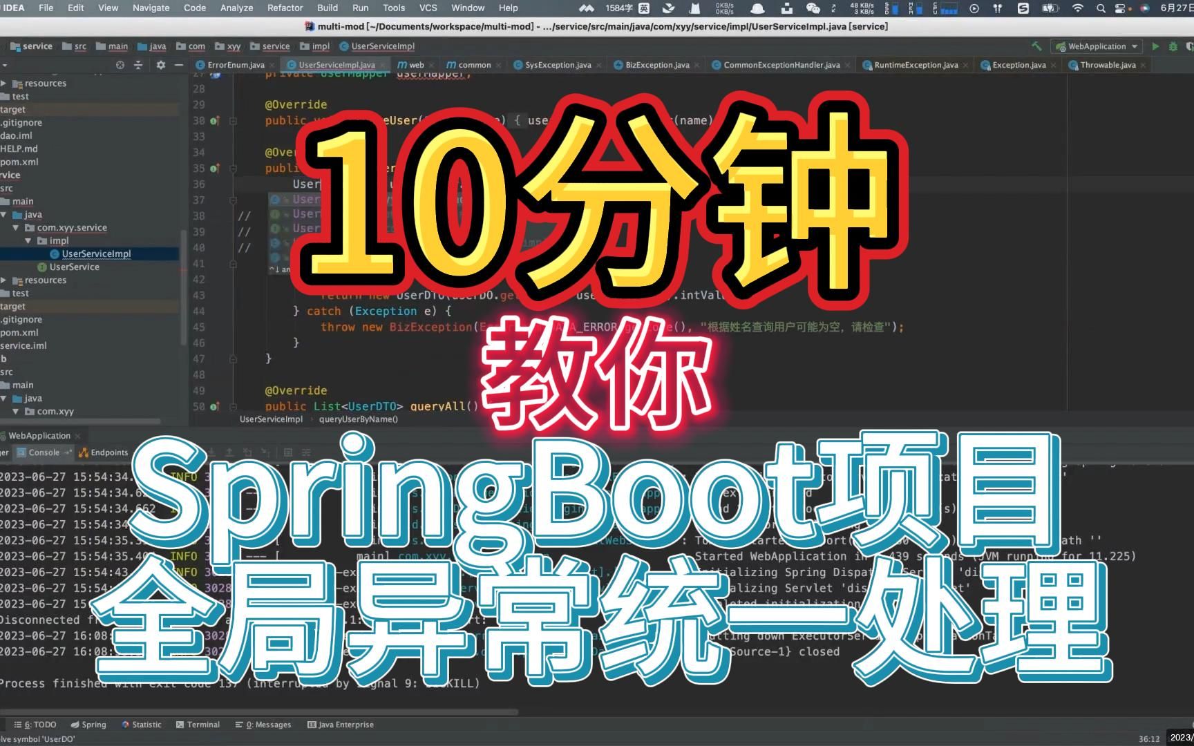 10分钟教你 SpringBoot项目全局异常统一处理哔哩哔哩bilibili