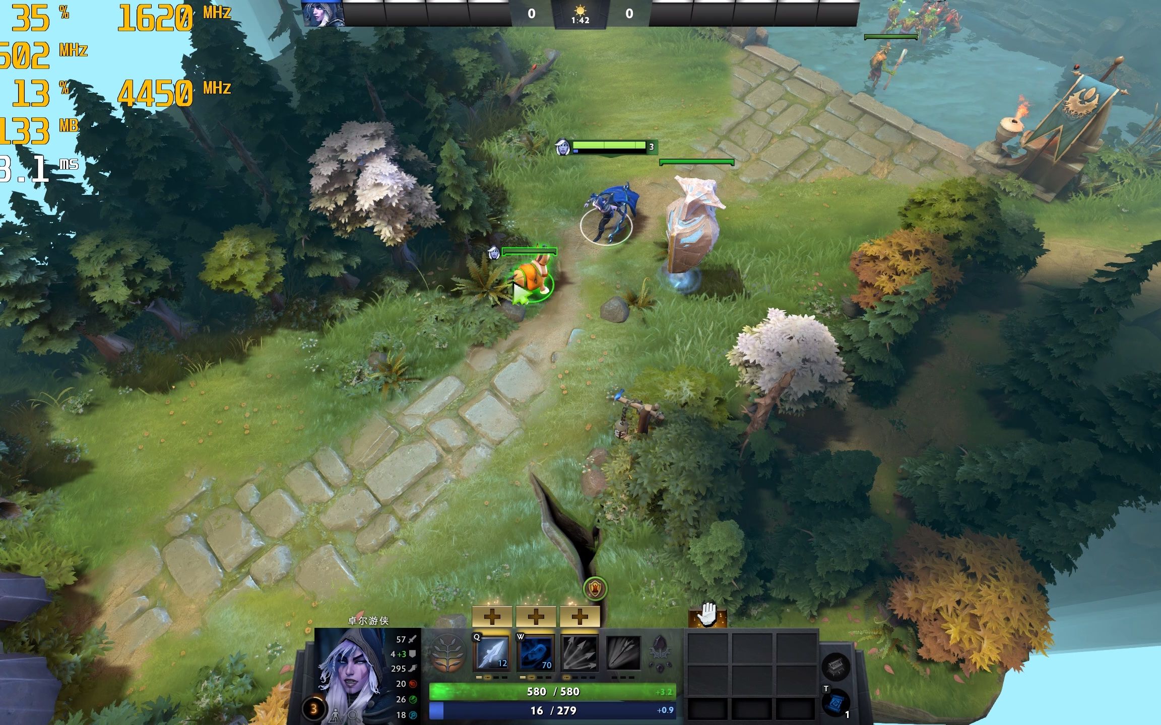 dota 刀塔2 5800x3d 3080 12g 带鱼屏显示器 vulkan最高效果实测