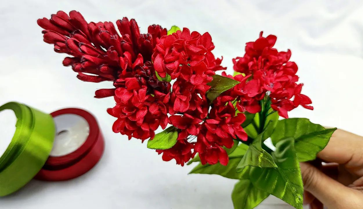 【Ochayoo】红丁丝带花制作教程 DIY satin ribbon flowerhow to make red lilac flower with sat哔哩哔哩bilibili