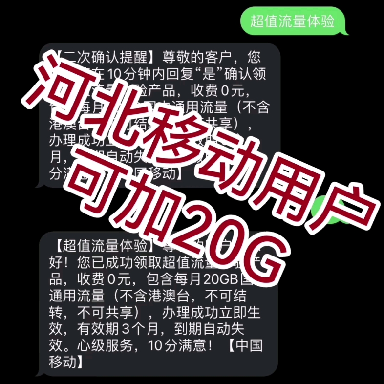 河北移动用户添加0元20G哔哩哔哩bilibili