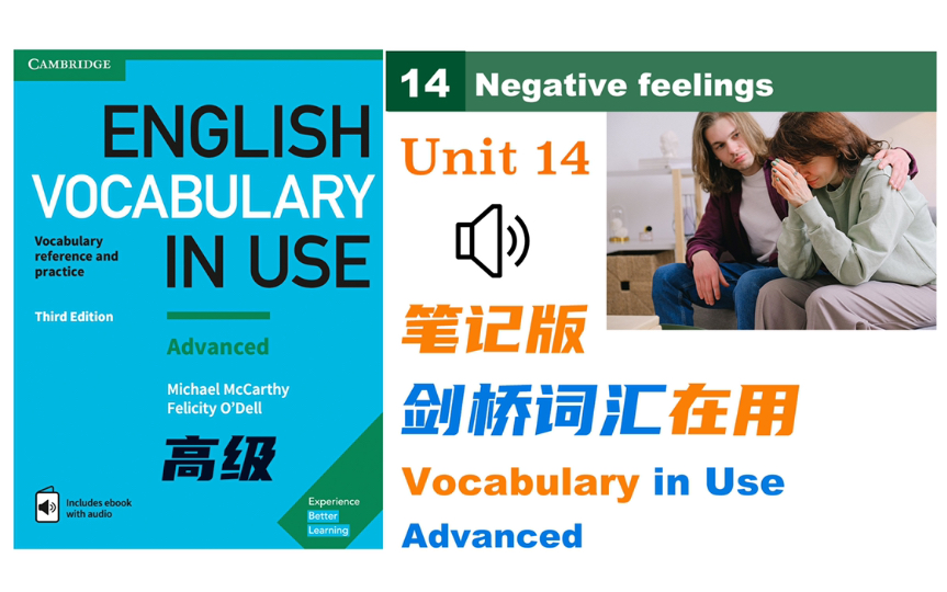 表达负面情绪的高级词汇及搭配Unit 14笔记版 Vocabulary In Use Advanced 剑桥词汇在用高级 原版音频 雅思托福词汇哔哩哔哩bilibili