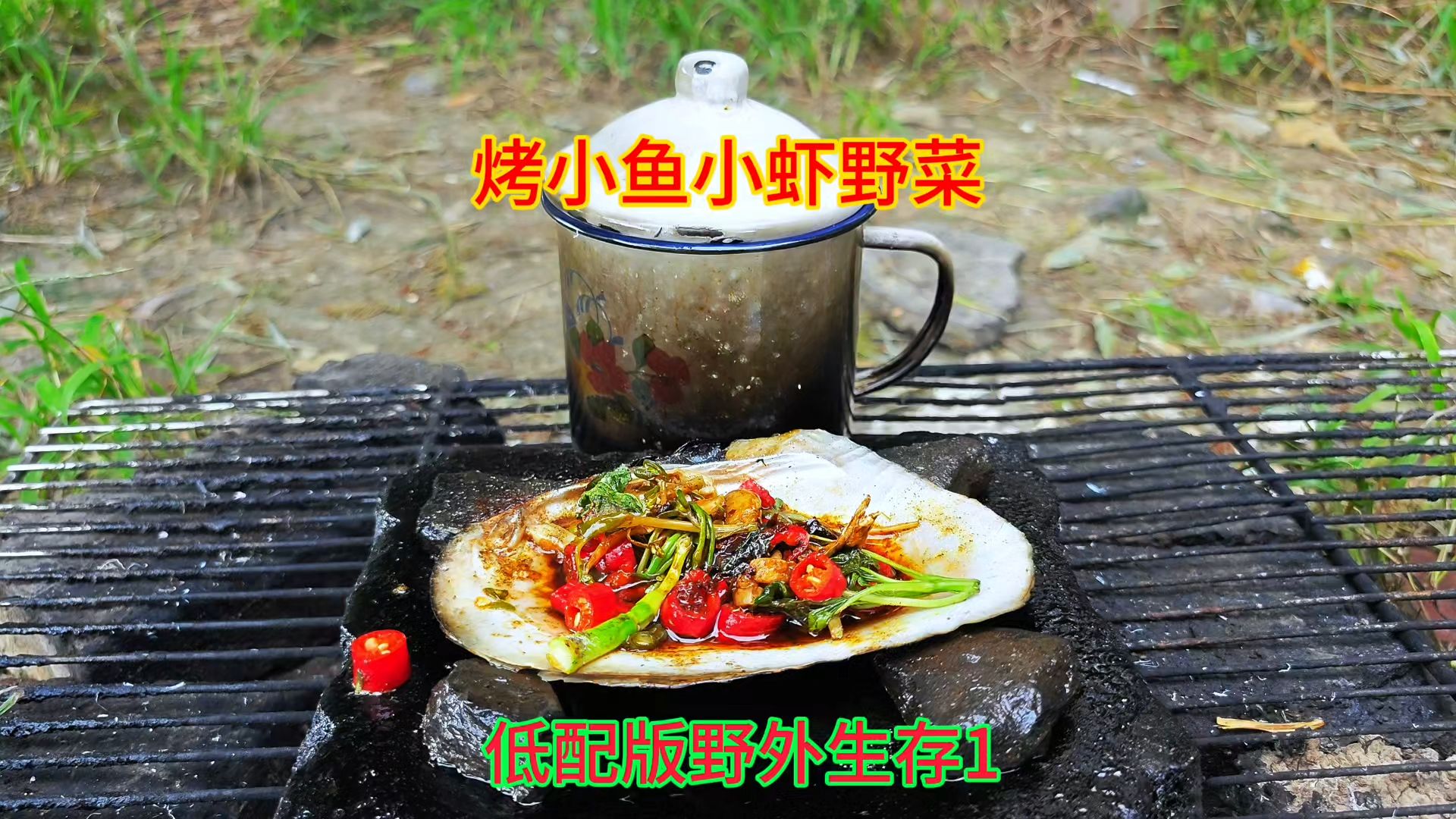 水坑里抓了好多小鱼小虾,再到野外挖一点野菜煮火锅吃,太下饭了哔哩哔哩bilibili