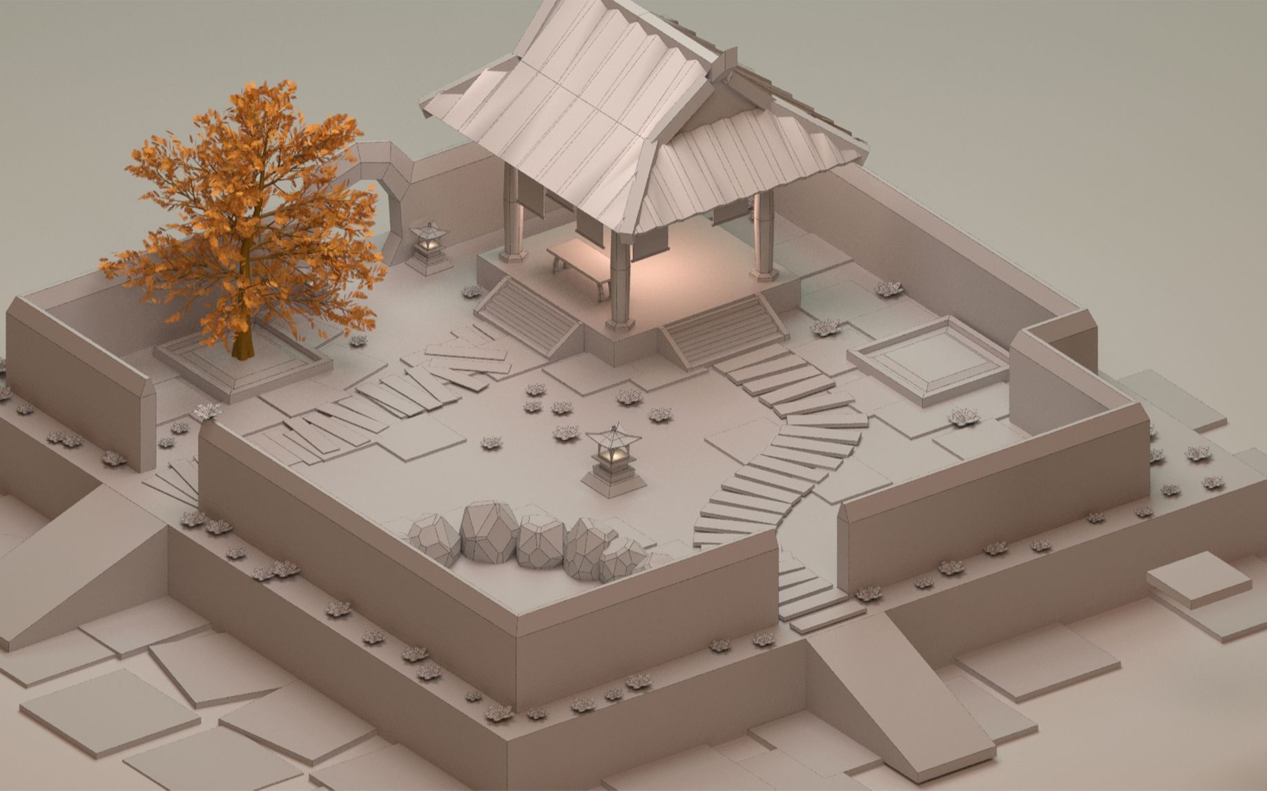 [图]【3DMAX场景建模】温馨庭院场景案例模型制作，全程带讲解，超适合新手