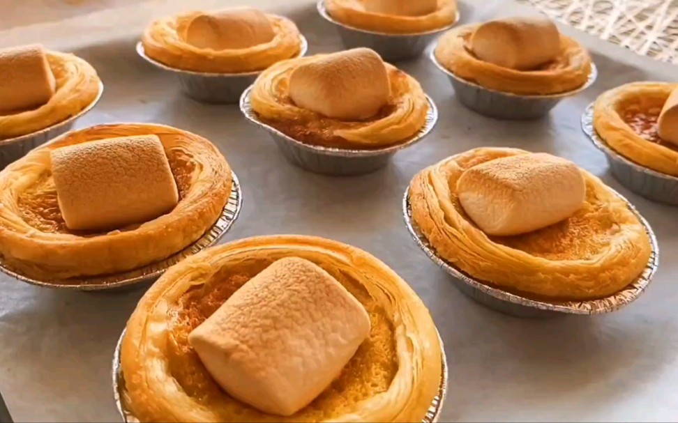 棉花糖蛋挞.50元的肯德基同款棉花糖,在家自己做成本只花8元,一起来做