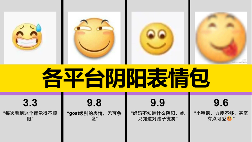 各平台阴阳表情包评分!!!【虎扑锐评】哔哩哔哩bilibili