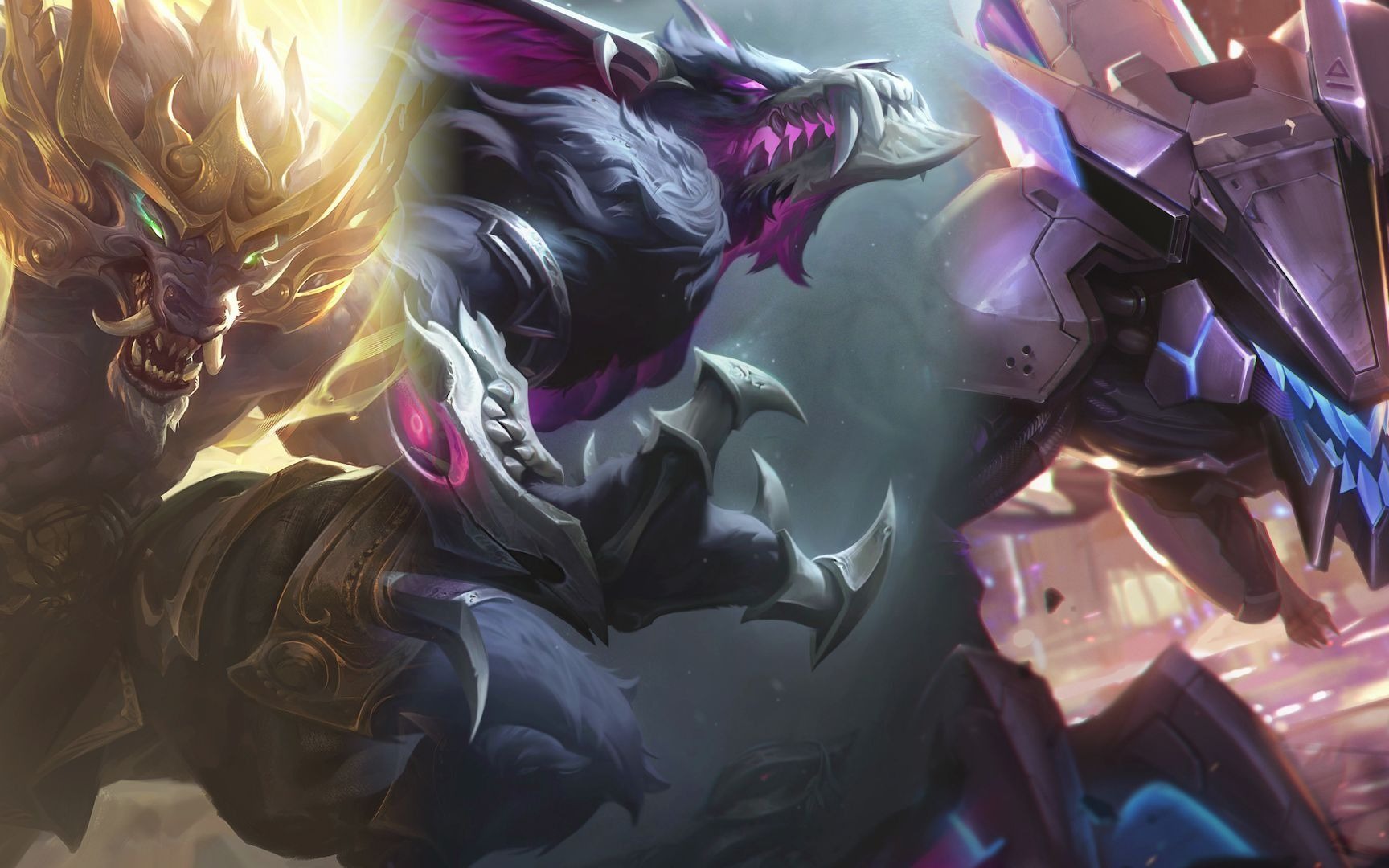 【皮肤对比:沃里克】南天之怒 vs 古神 vs 源计划:末日