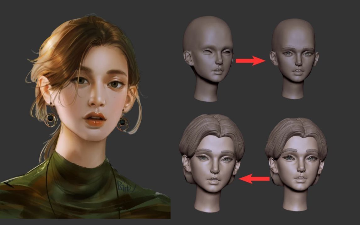 【Zbrush建模】次世代写实女性人头模型雕刻、ZB雕刻教程、 Zbrush女生人头雕刻案例、写实派建模雕刻教程!哔哩哔哩bilibili