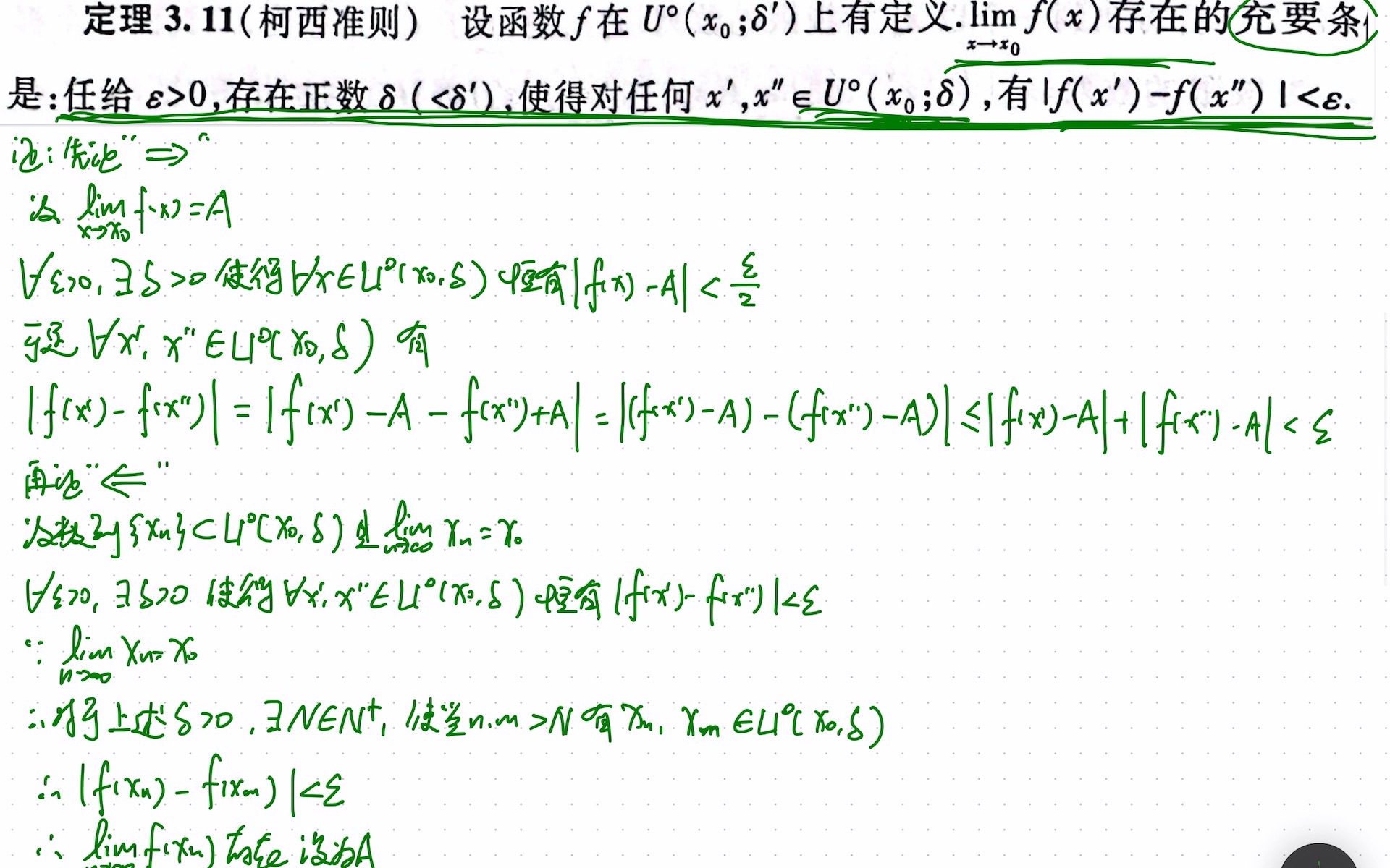 【数学分析】定理3.11函数极限的柯西准则哔哩哔哩bilibili