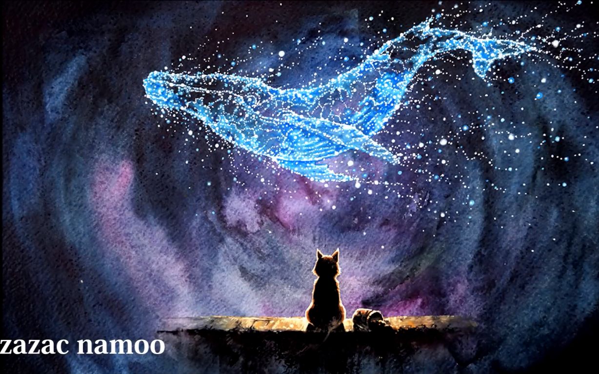 【zazac namoo】【搬运】【水彩】猫与鲸鱼