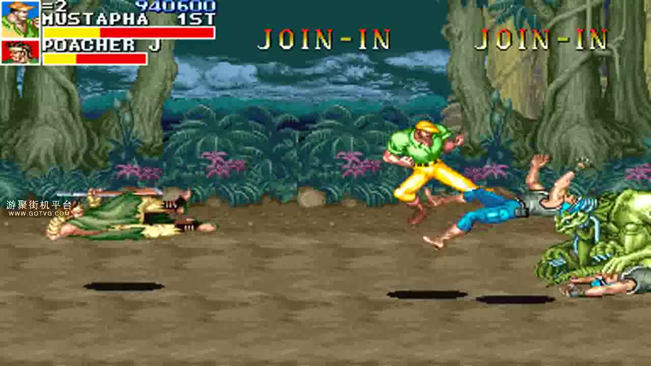 童年经典街机闯关游戏恐龙快打黄帽一命速通2