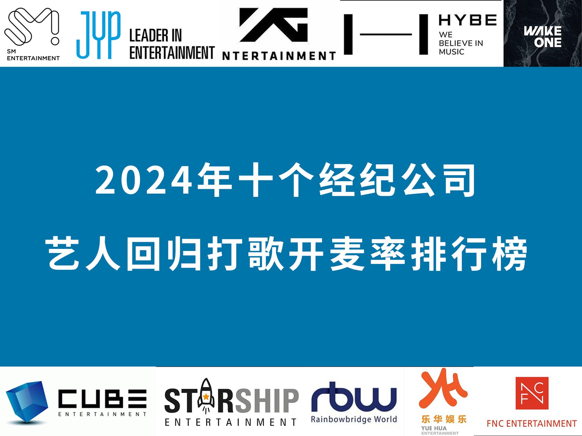 企业文化or实力问题?2024年十个经纪公司艺人打歌开麦率排行榜哔哩哔哩bilibili