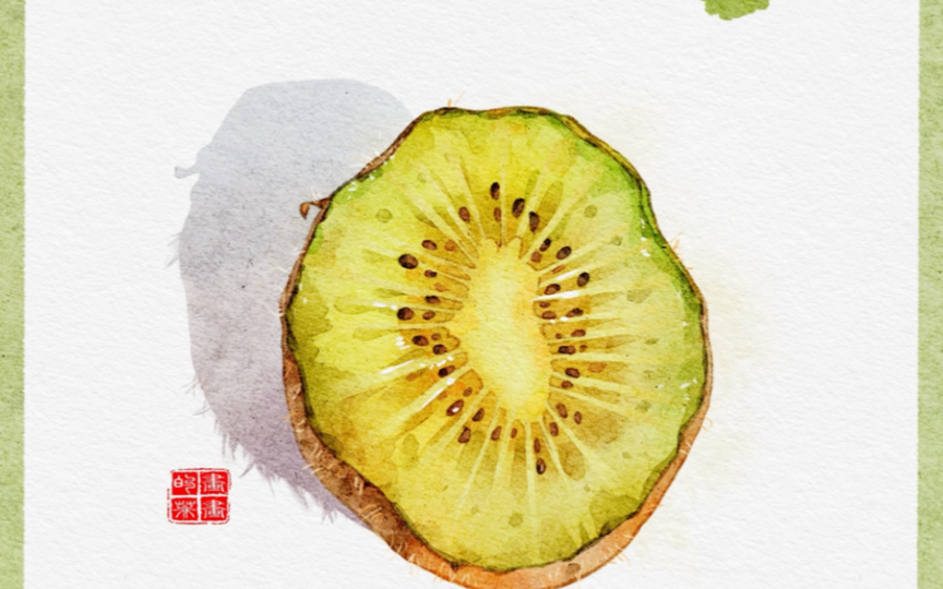 水彩自习室132-猕猴桃