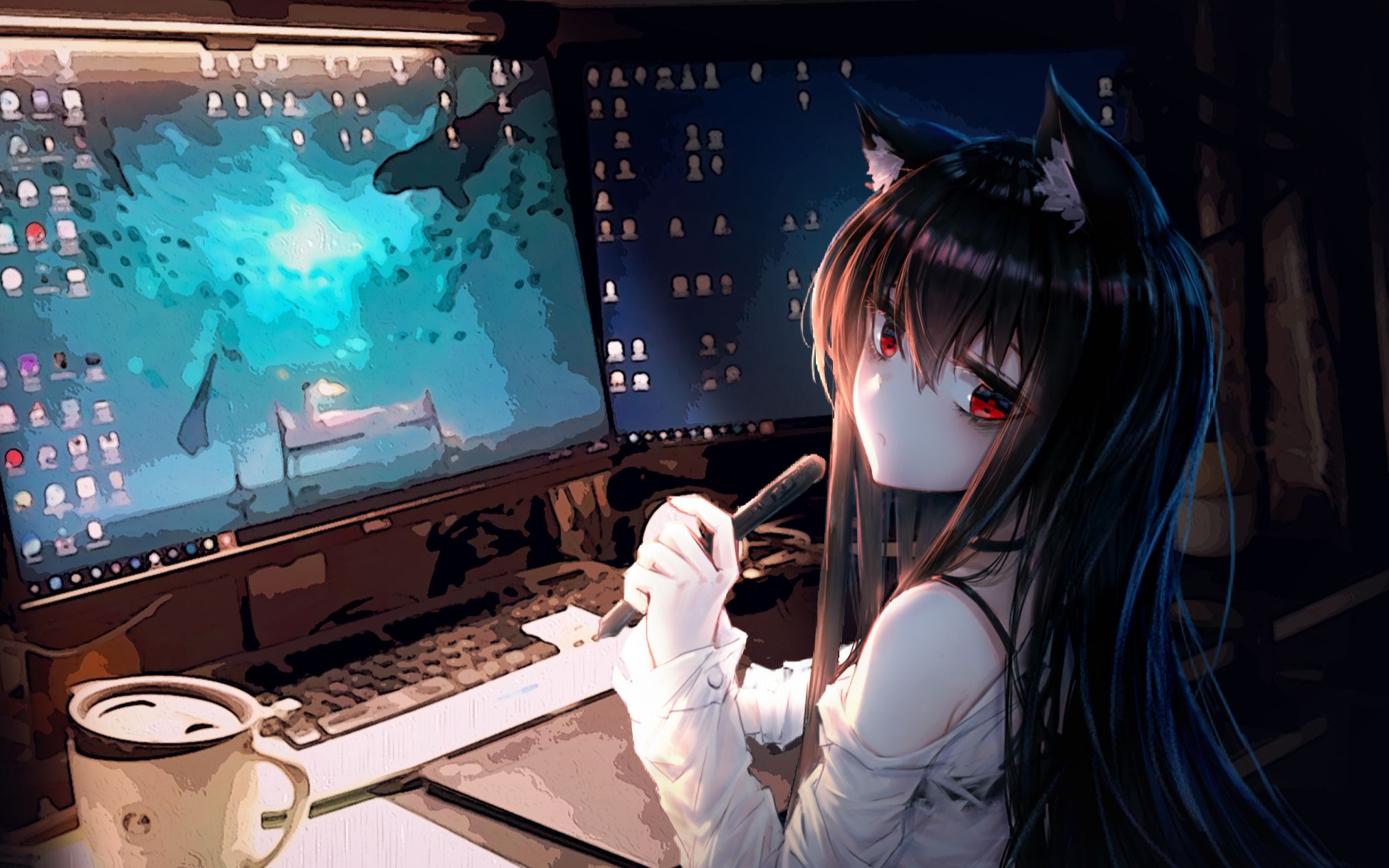 绘画深夜寂寞不想睡不如陪醒爷画画